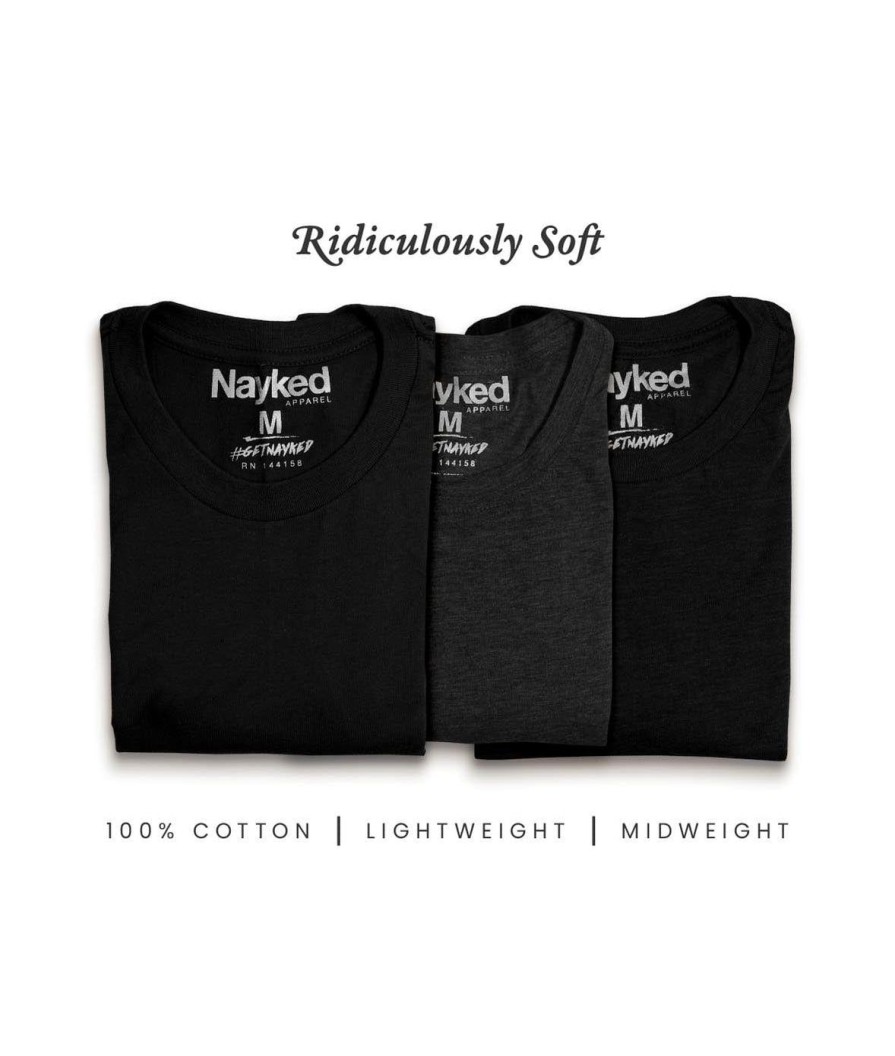 Nayked Apparel Men'S 3Pk Tri-Nayked Short Sleeve Crew Neck T-Shirts