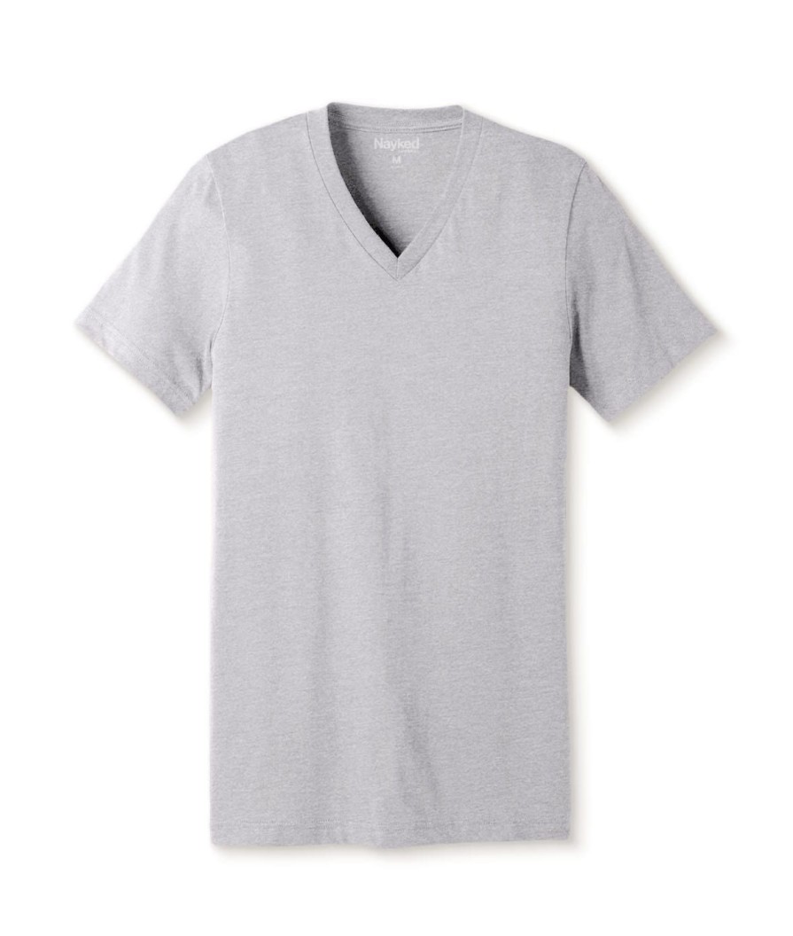 Nayked Apparel Men'S Classic Soft Heathered Short Sleeve V-Neck T-Shirt