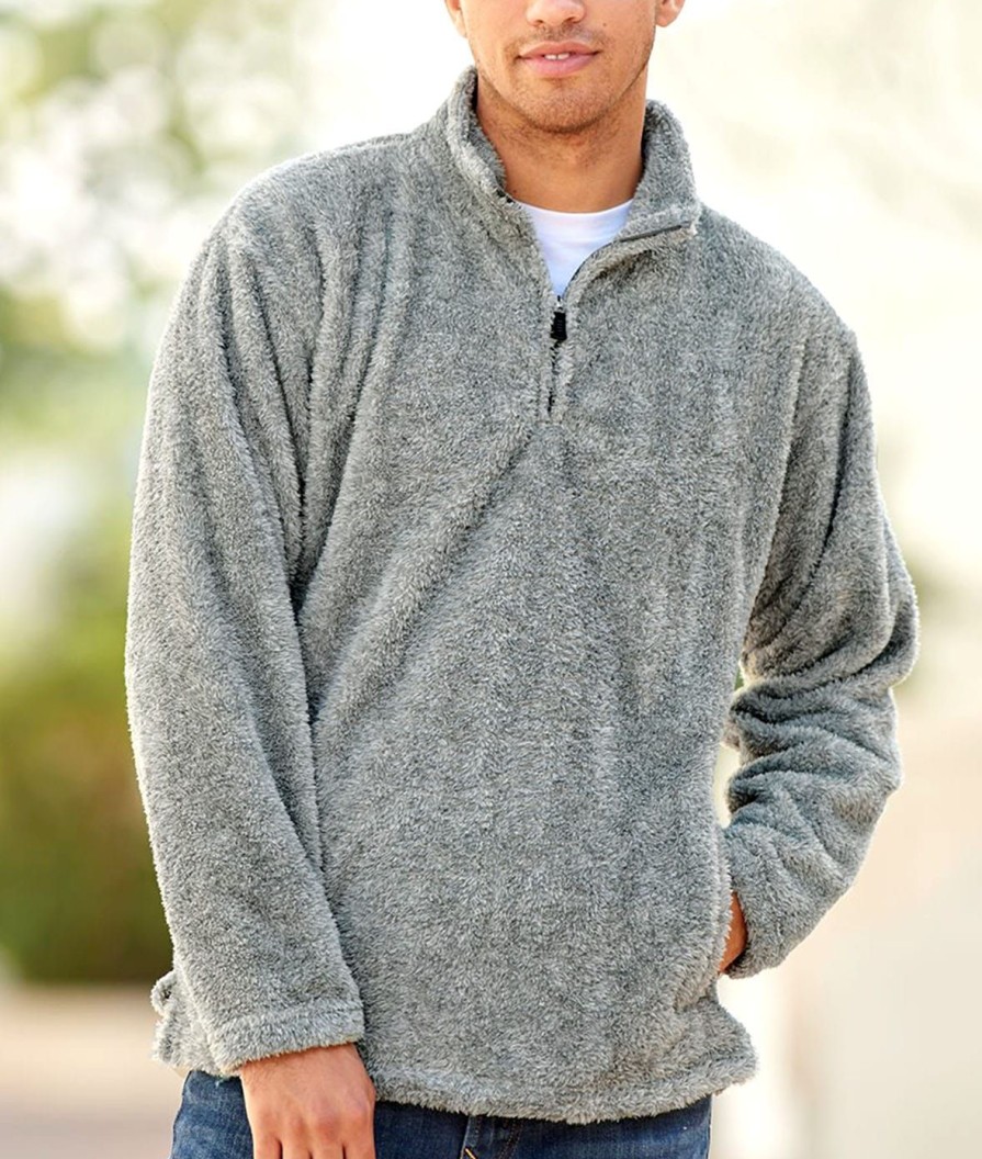 Nayked Apparel Men'S Ridiculously Soft Shag Sherpa Quarter-Zip Pullover