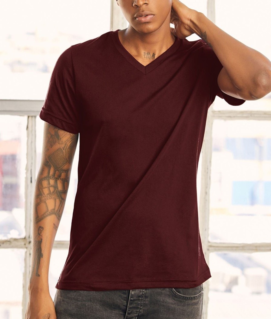 Nayked Apparel Men'S Classic Soft Heathered Short Sleeve V-Neck T-Shirt