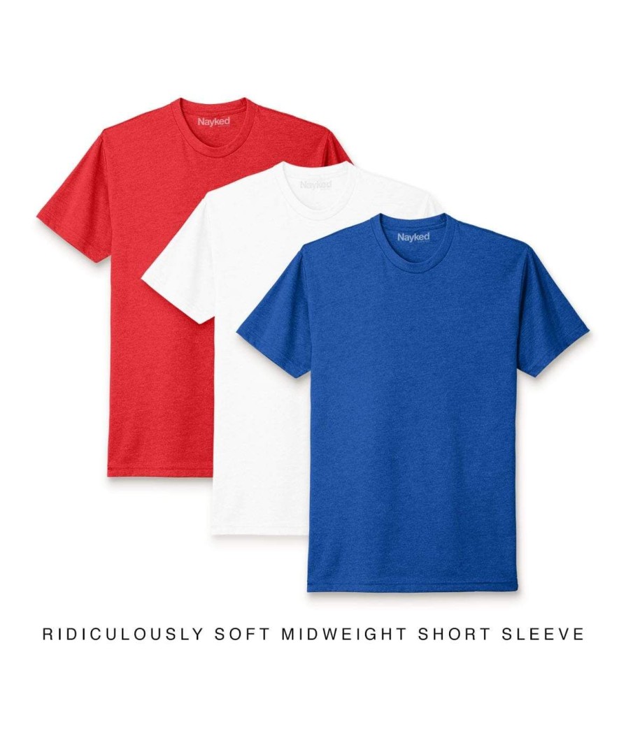 Nayked Apparel Men'S 3Pk Ridiculously Soft Midweight Crew T-Shirt Favorites