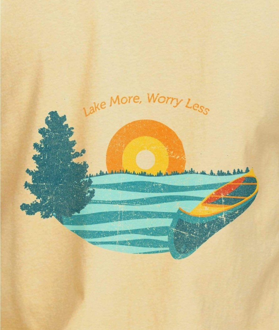 Nayked Apparel Men'S Ridiculously Soft Midweight Graphic Tee | Lake More Worry Less