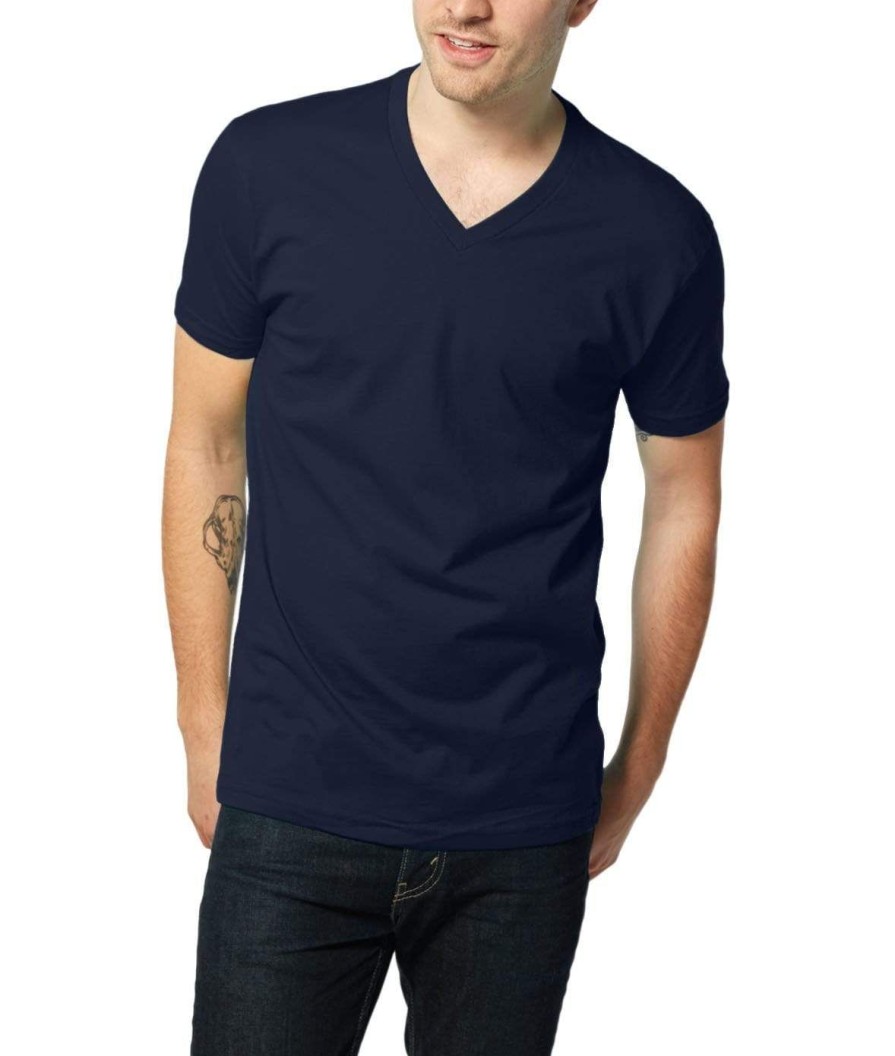 Nayked Apparel Men'S Ridiculously Soft Short Sleeve V-Neck 100% Cotton Shirt