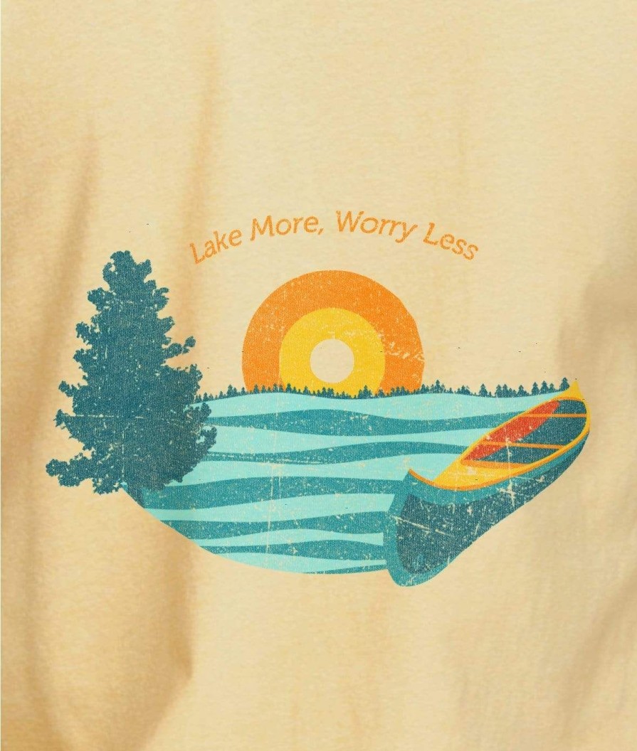 Nayked Apparel Men'S Ridiculously Soft Midweight Graphic Tee | Lake More Worry Less