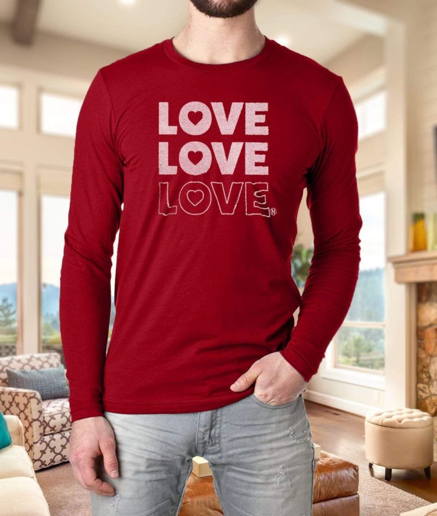 Nayked Apparel Men'S Ridiculously Soft Cotton Long Sleeve Graphic Tee | Love Love Love