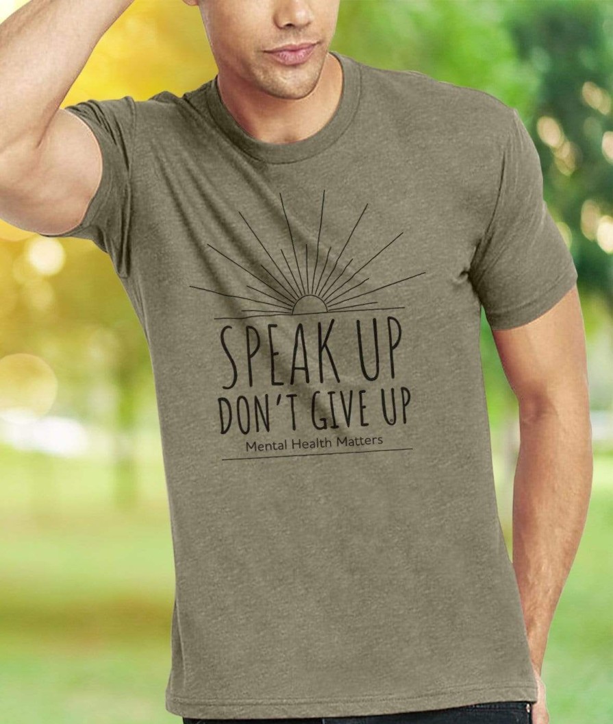 Nayked Apparel Ridiculously Soft Crew Neck Graphic T-Shirt | Speak Up Don'T Give Up Front Graphic