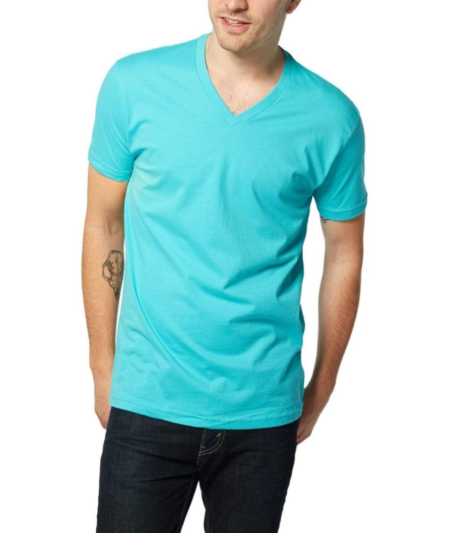 Nayked Apparel Men'S Ridiculously Soft Short Sleeve V-Neck 100% Cotton Shirt | Discontinued Colors