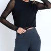 Nayked Apparel Women'S Mesh Sleeve Overlay Crop Top/Discontinued