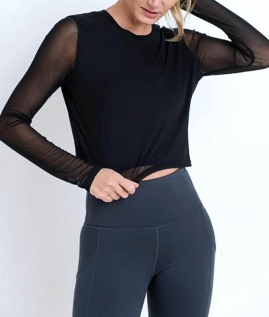 Nayked Apparel Women'S Mesh Sleeve Overlay Crop Top/Discontinued