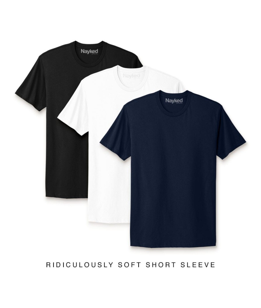 Nayked Apparel Men'S 3Pk Ridiculously Soft Short Sleeve Crew Neck 100% Cotton T-Shirt Favorites