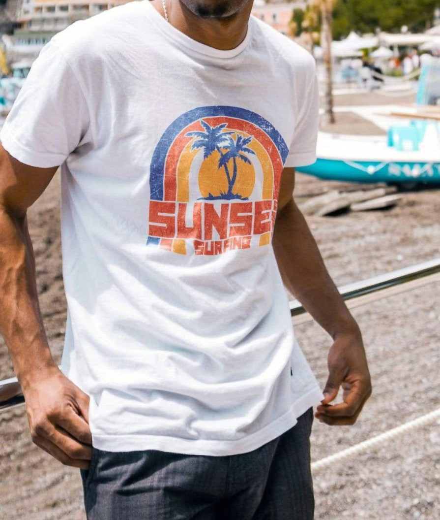 Nayked Apparel Men'S Ridiculously Soft 100% Cotton Graphic Tee | Sunset Surfing