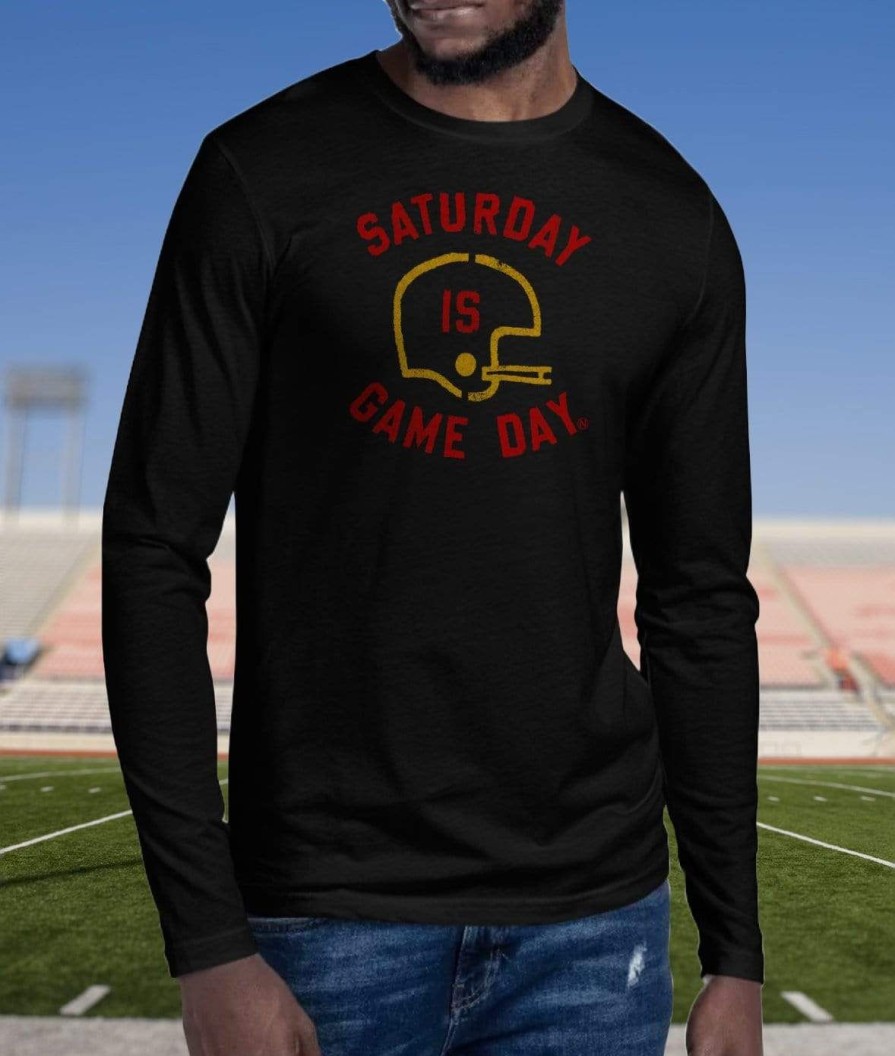 Nayked Apparel Ridiculously Soft Saturday Is Game Day Graphic Long Sleeve Crew Neck T-Shirt