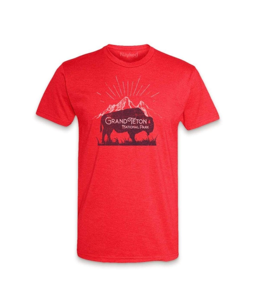 Nayked Apparel Men'S Ridiculously Soft Midweight Graphic Tee | Grand Teton National Park