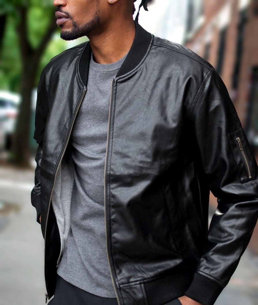 Nayked Apparel Vegan Leather Recycled Bomber Jacket