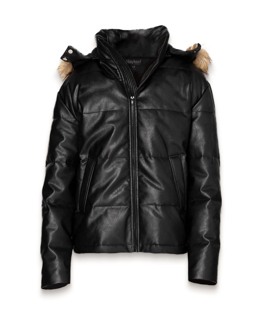 Nayked Apparel Vegan Leather Recycled Puffer Jacket