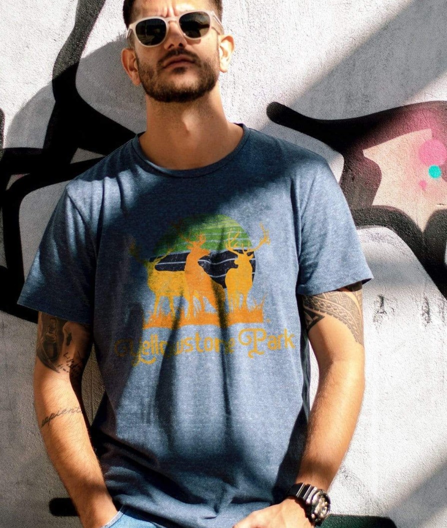 Nayked Apparel Men'S Ridiculously Soft Midweight Graphic Tee | Yellowstone Park